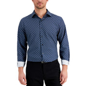 Alfani Men's Geo Print Slim Fit Button-Down Shirt – Blue, Size Large