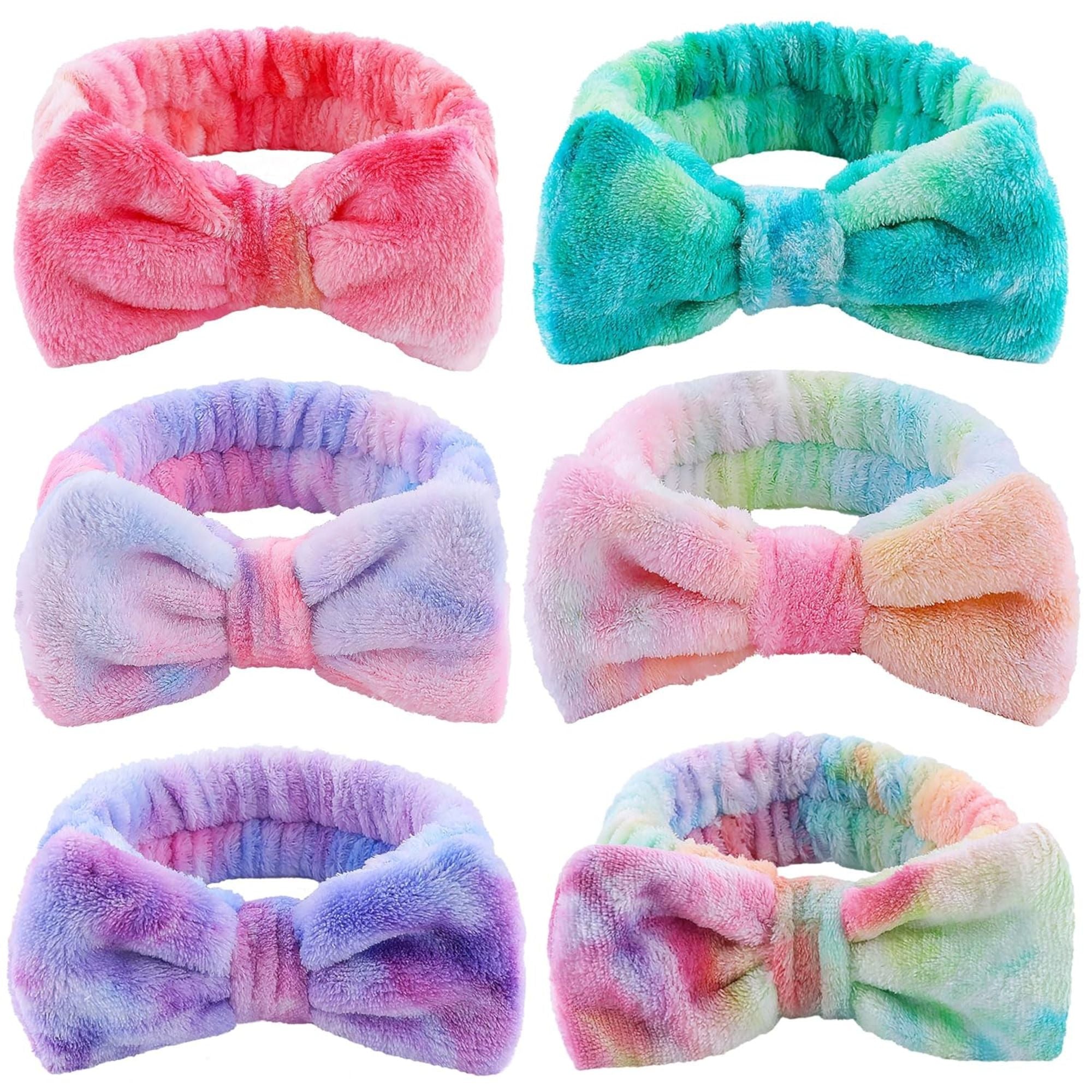 WSYUB 6-Pack Skincare Headbands – Soft Coral Fleece Tie Dye Headbands for Women & Girls