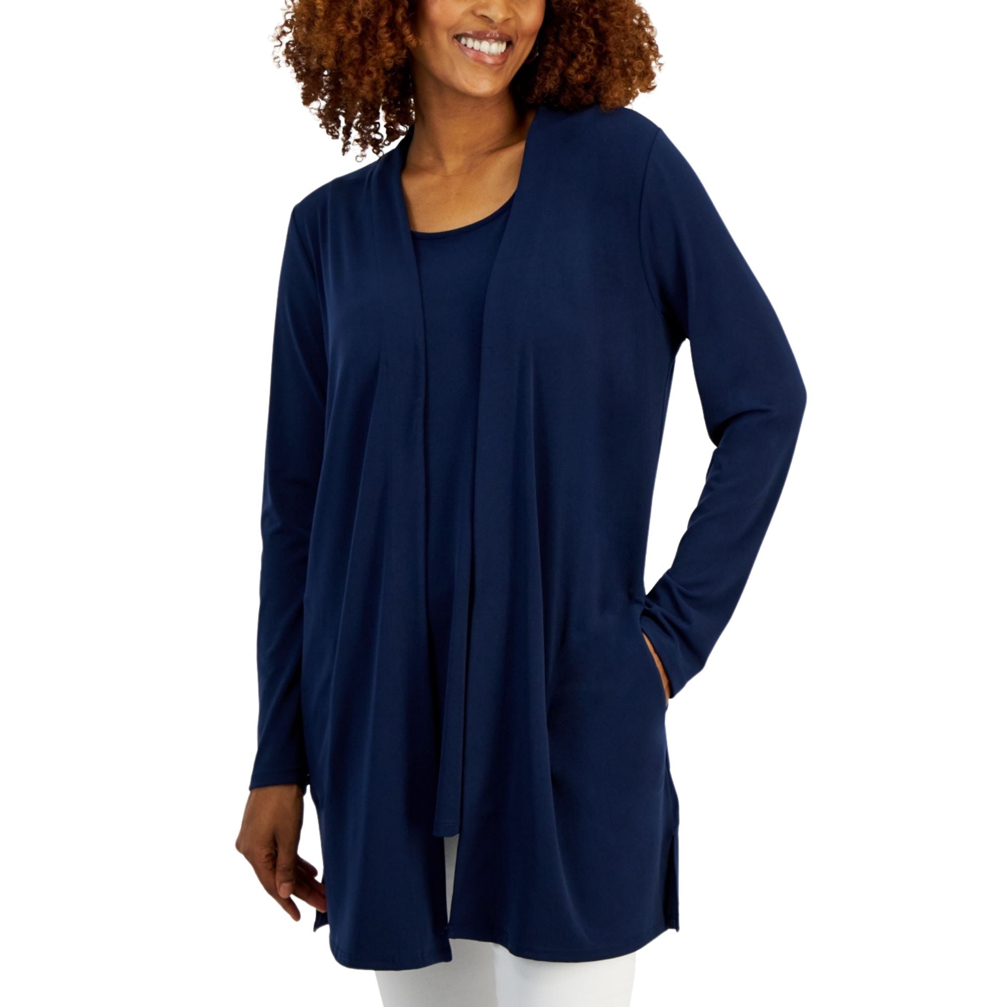 JM Collection Women's Open Front Knit Cardigan – Intrepid Blue XL
