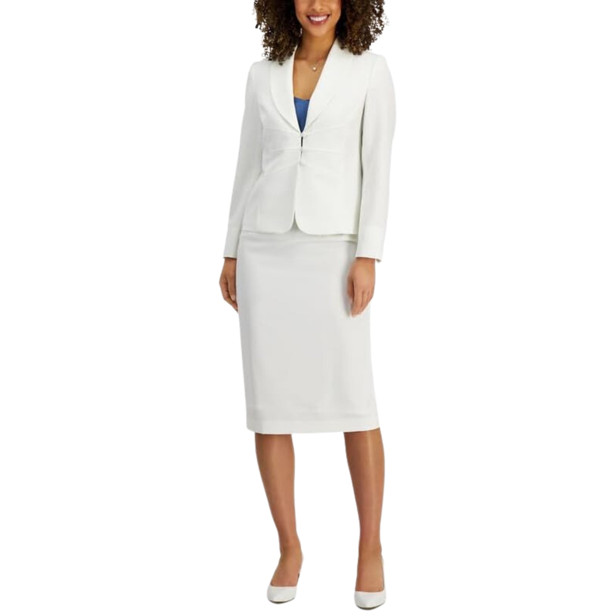 Le Suit Shawl-Collar Seamed Skirt Suit, Regular & Petite Sizes