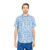 Nautica Men's Floral Print Linen Short-Sleeve Shirt – Clear Sky Blue - Size XXL