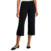 JM Collection Women's Relaxed Pull-on Knit Culottes – Deep Black Medium