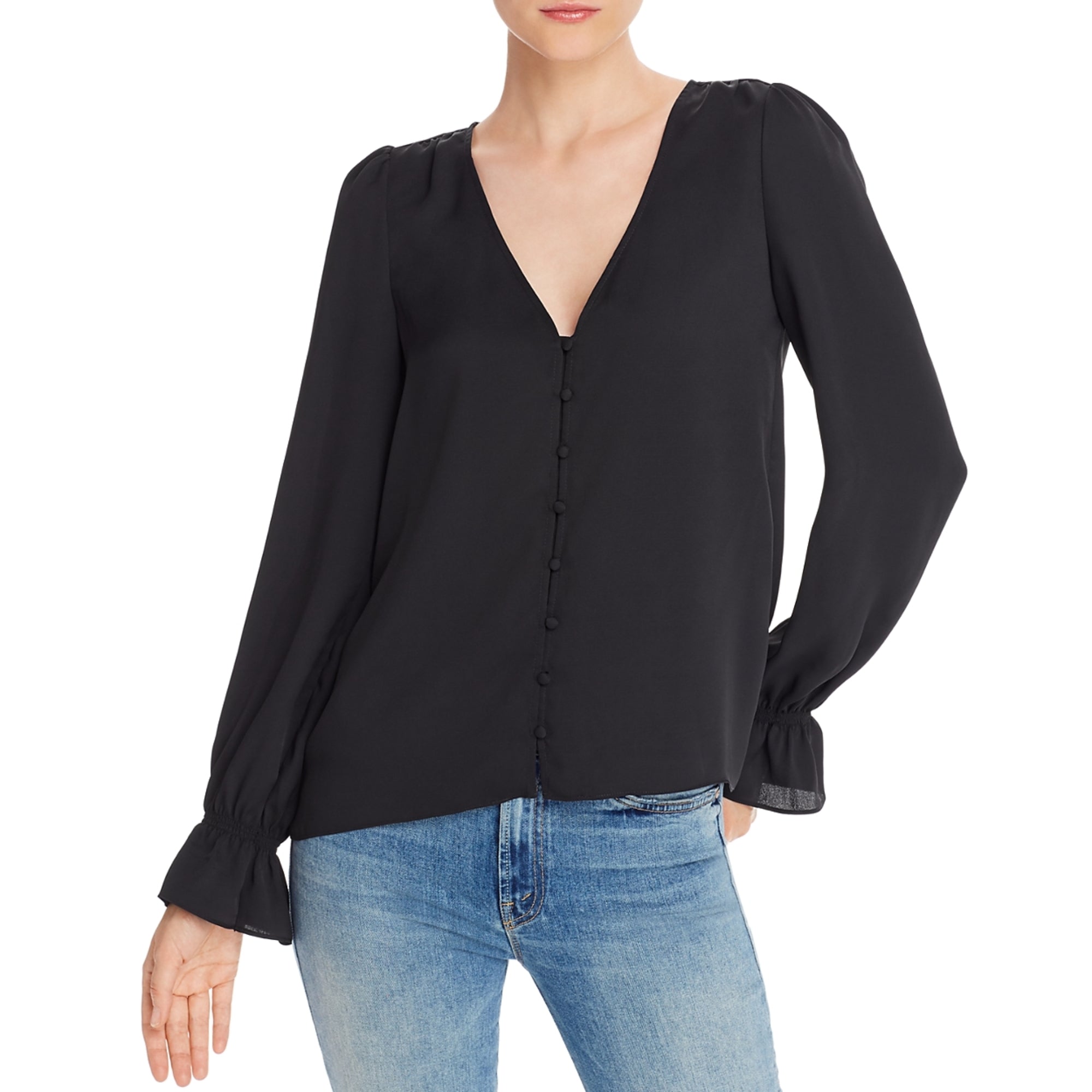 Joie Women's Bolona Silk Blouse, Caviar Black, Size Medium