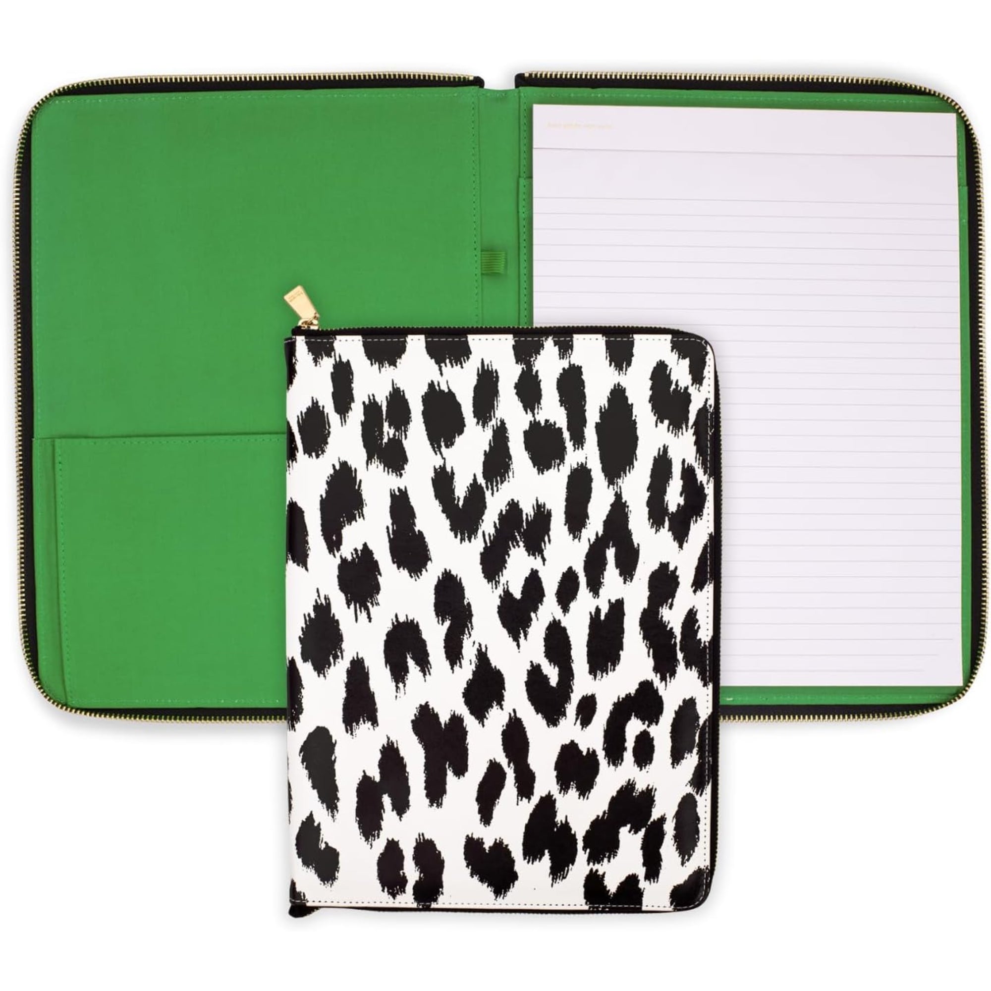 Kate Spade New York Vegan Leather Padfolio – Zippered 8.5" x 11" Portfolio Organizer, Modern Leopard