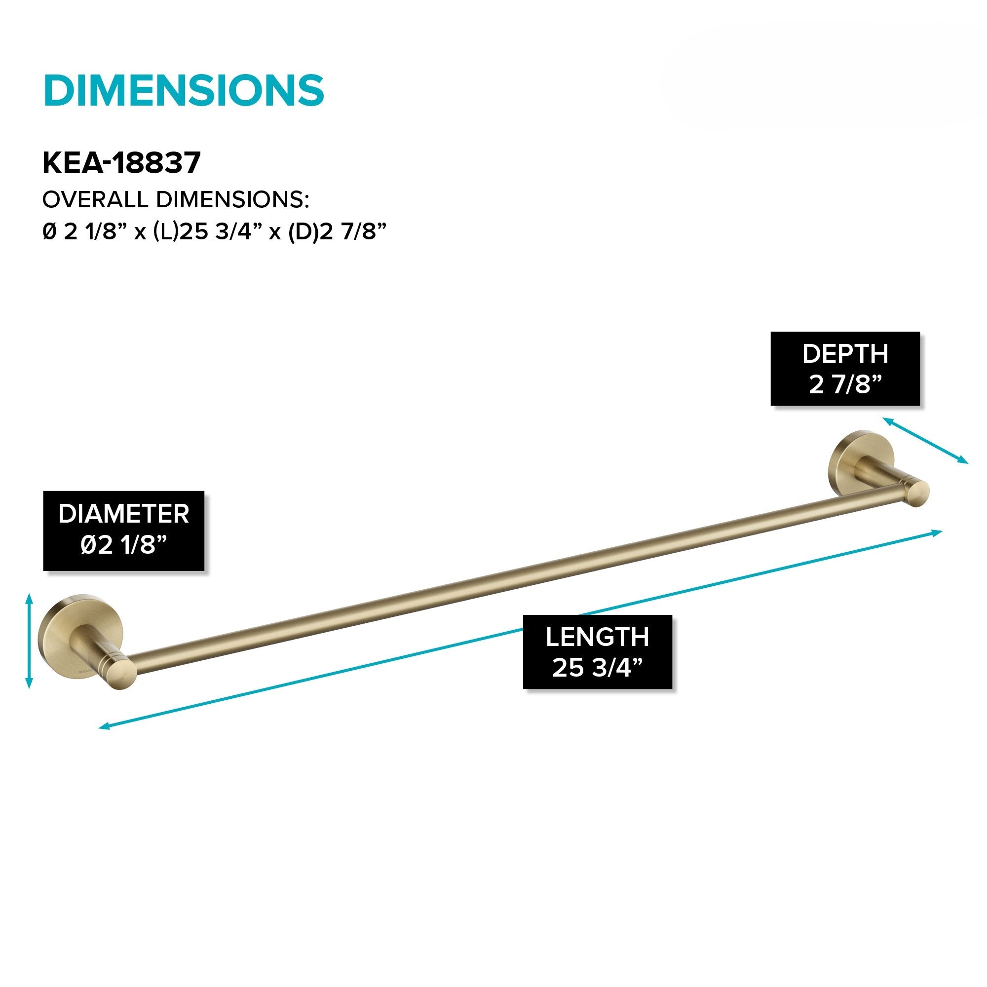 Elie 24-Inch Bathroom Towel Bar Rack in Brushed Gold