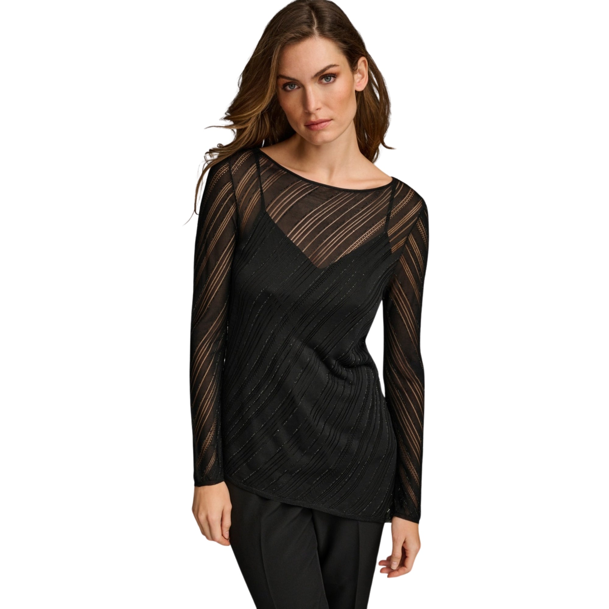 Donna Karan Women's Shimmer Burnout Sweater – Black, Size - M