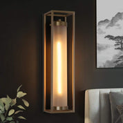 Zevni 1-Light Dark Gold Modern Wall Sconce with Frosted Glass New