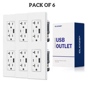 ELEGRP 21W USB Wall Outlet with Type A & Type C Ports (6 Pack)