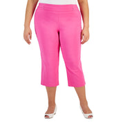 JM Collection Plus Size Tummy Control Pull-on Capri Pants – Divine Berry, 1X