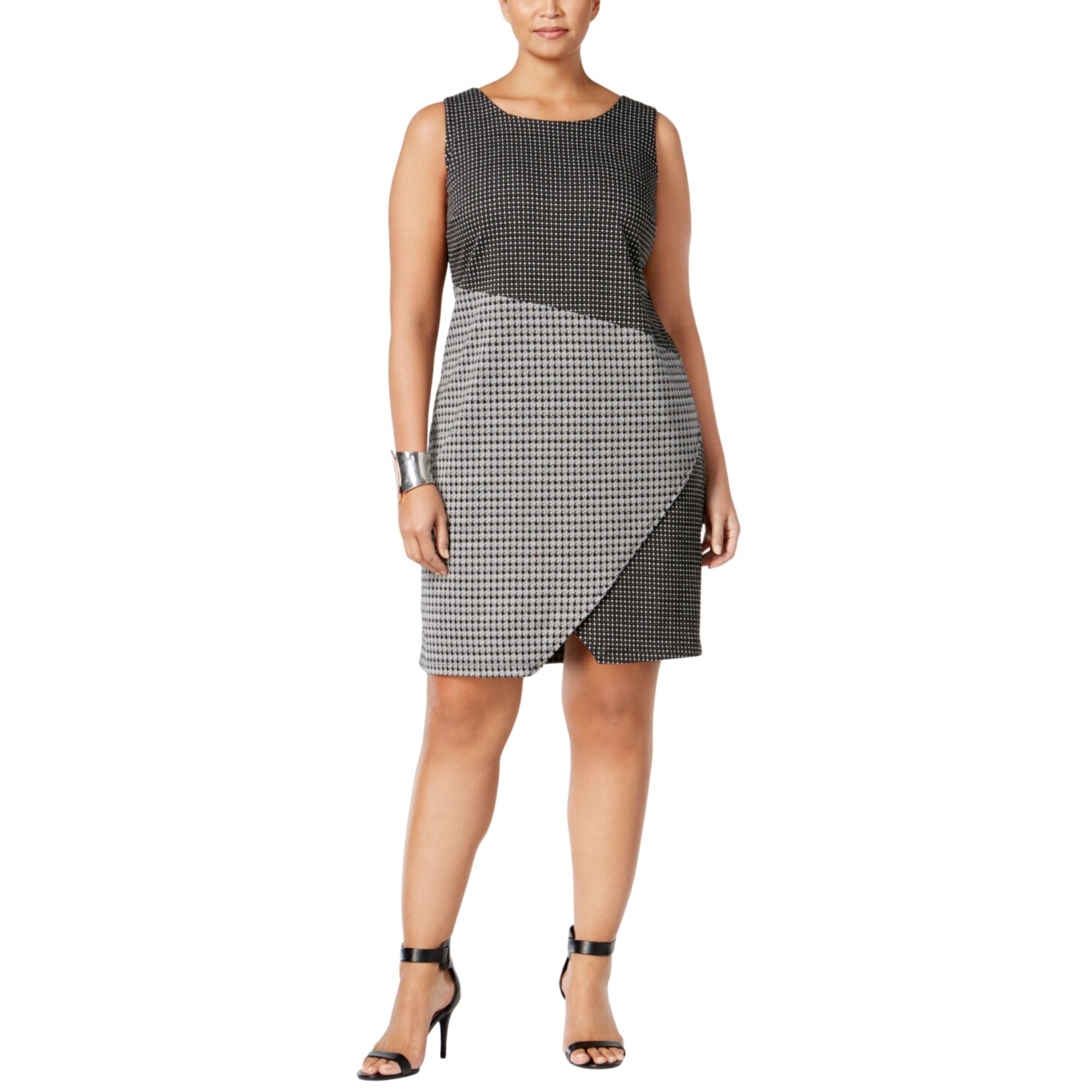 NY Collection Women's Plus Size Mixed-Print Shift Dress 3X