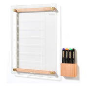 YEOUX Clear Glass Weekly Dry Erase Calendar – 15" x 11" Wall Whiteboard with Wood Trim