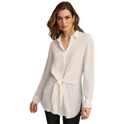 Donna Karan Women's Long-Sleeve Tie-Waist Top – Cream, Size M