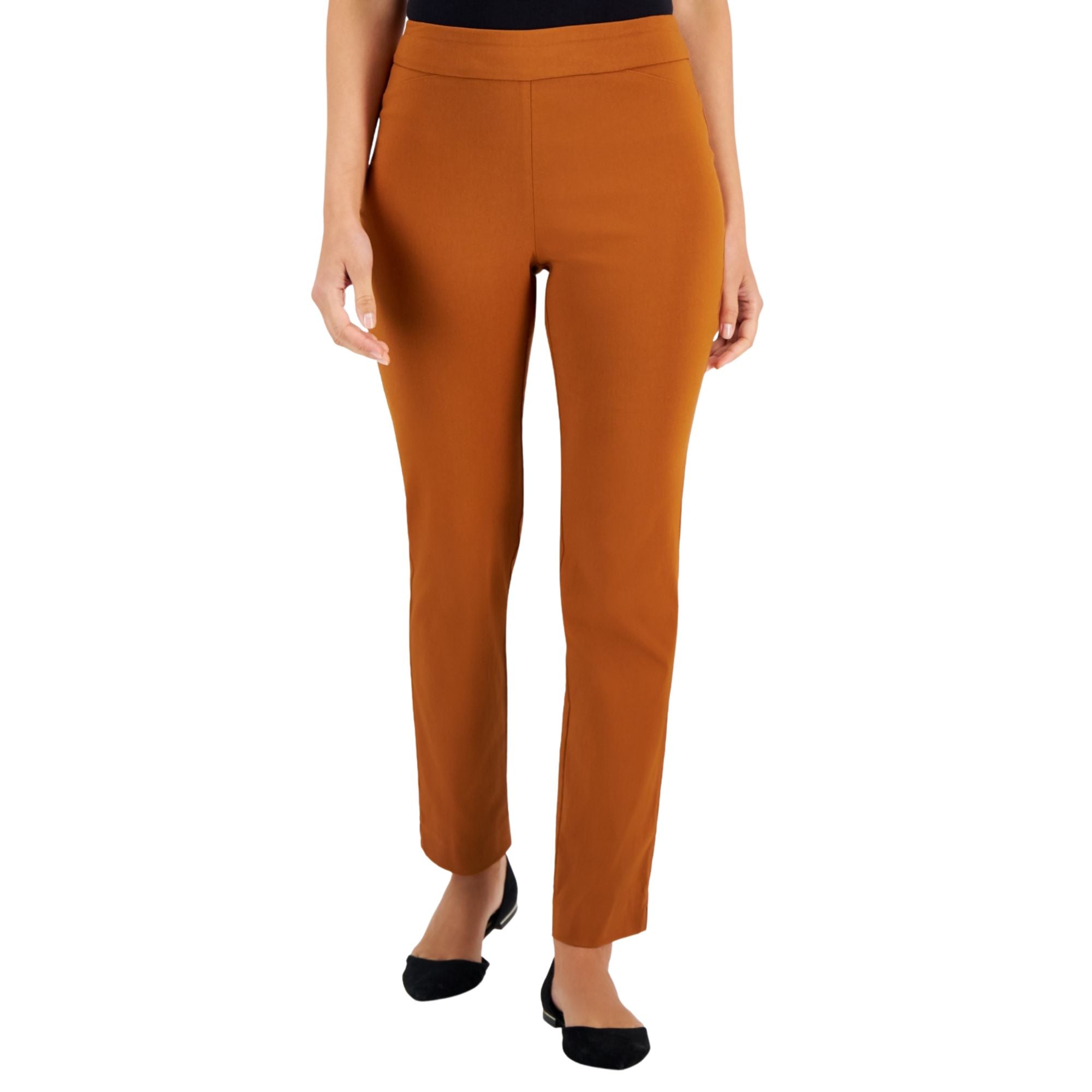 JM Collection Cambridge Woven Pull-On Pants – Caramel Café, Size XL
