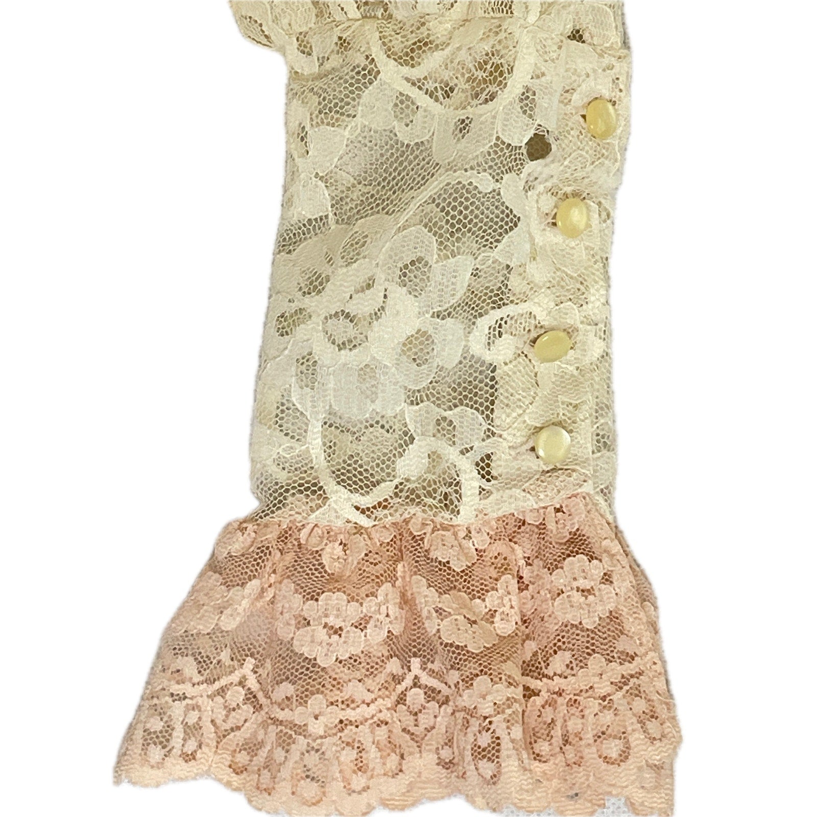 Lord & Taylor Vintage 1980s Cascade Collar Lace Blouse Pearl Buttons Women Small