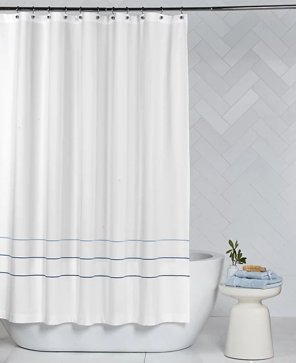 Hotel Collection Borderline Shower Curtain - Charcoal, 72" x 72" NWT