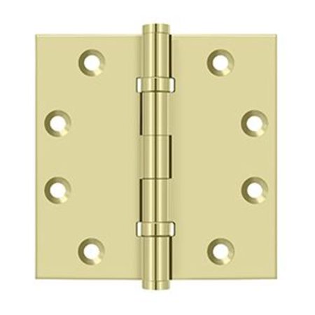 Deltana DSB45B3-UNL 4.5" x 4.5" Square Hinge – Solid Brass with Ball Bearings – Bright Brass