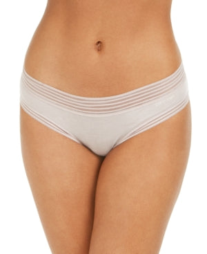 Calvin Klein Women's Striped Waist Hipster Panty White - Size Large