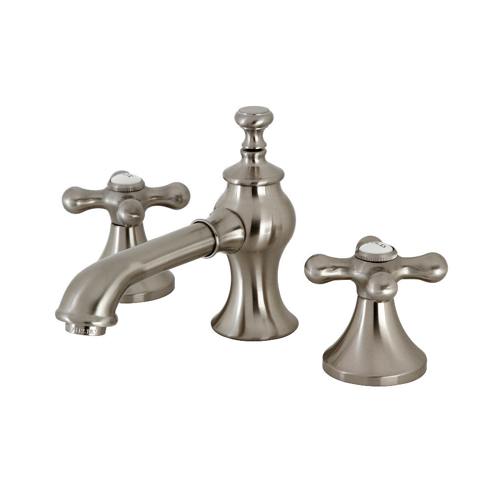 Kingston Brass KC7068AX Vintage Widespread Bathroom Faucet with Brass Pop-Up – Brushed Nickel – 1.2 GPM