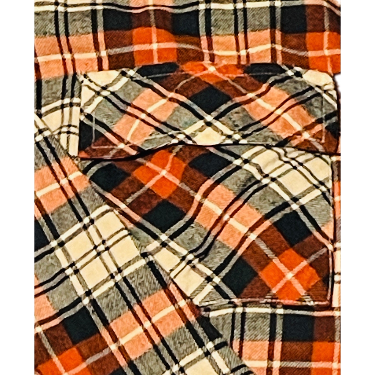 Arizona Juniors Cropped Long Sleeve Flannel Top with Pockets – Orange, Size Large