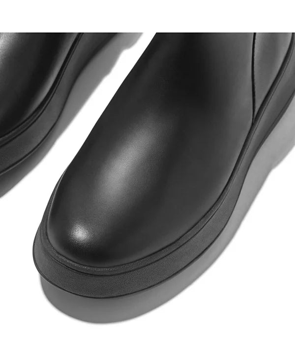 FITFLOP F-MODE Leather Flatform Zip Ankle Boots – Gray, Size 8.5