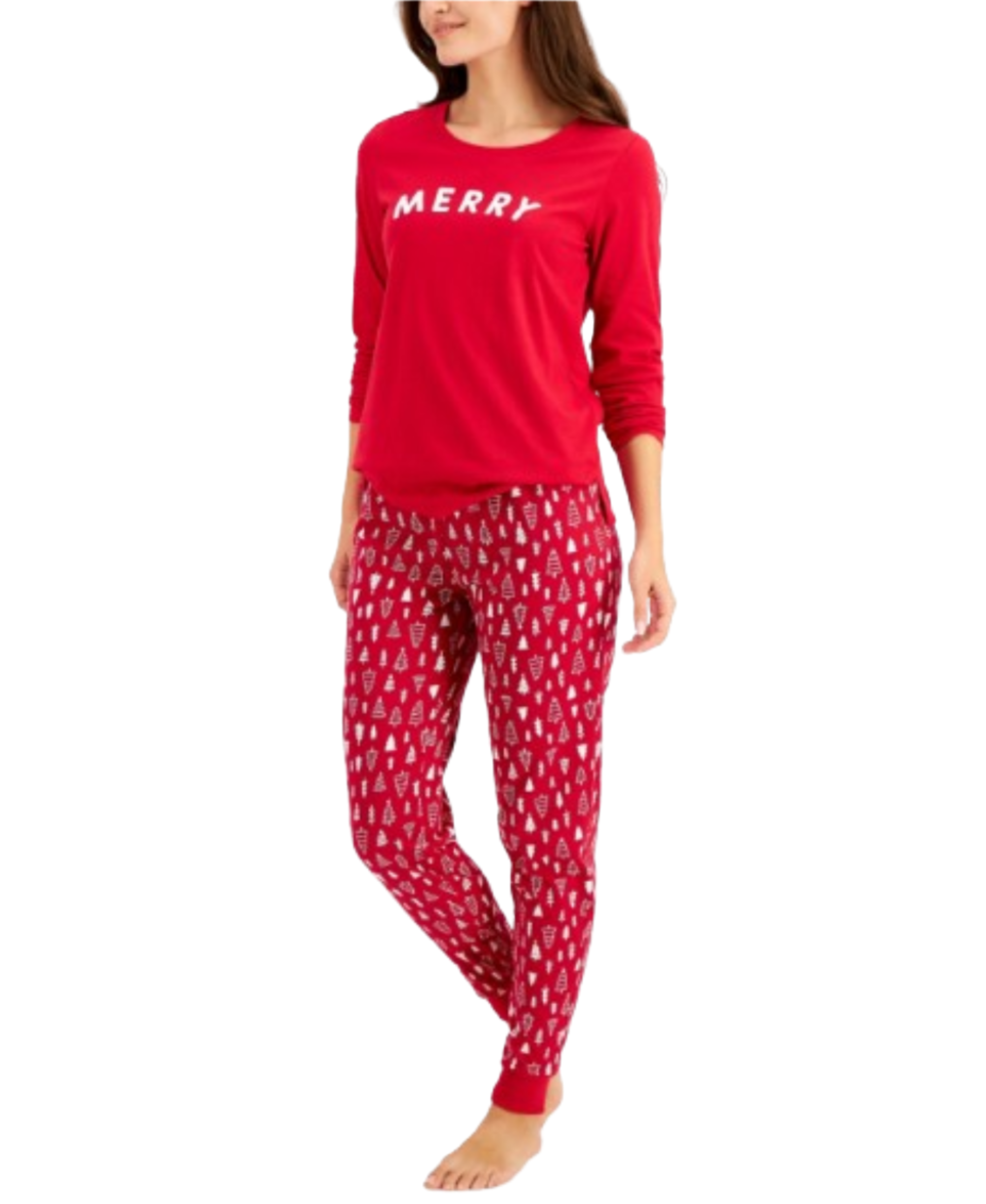 Family PJs Women's Merry Christmas Trees 2-Piece Holiday Pajama Set
