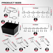 SEDY 300-Piece Pegboard Hook Set - Metal Pegboard Organizer Accessories for Garage, Workshop, Craft Storage - Black