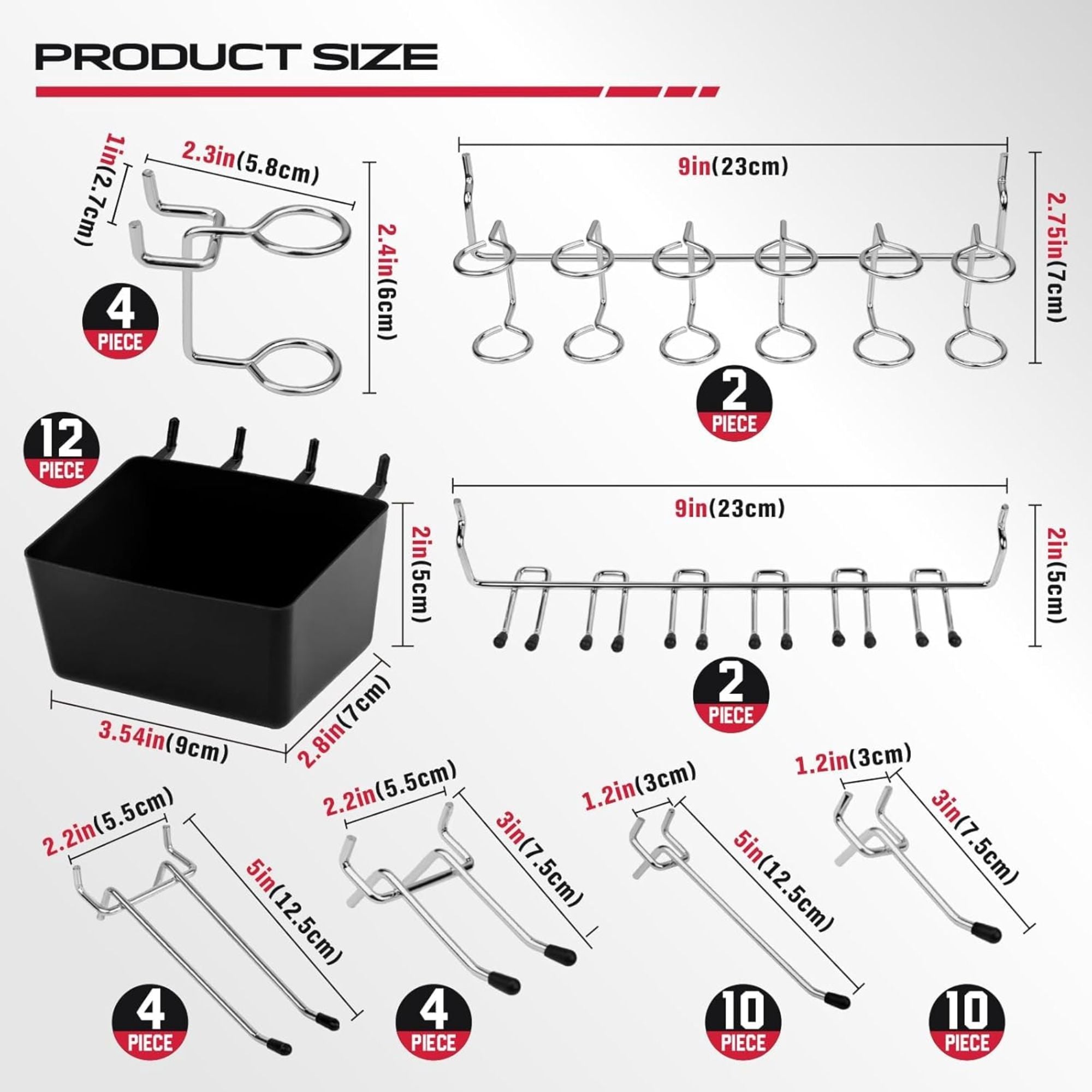 SEDY 300-Piece Pegboard Hook Set - Metal Pegboard Organizer Accessories for Garage, Workshop, Craft Storage - Black