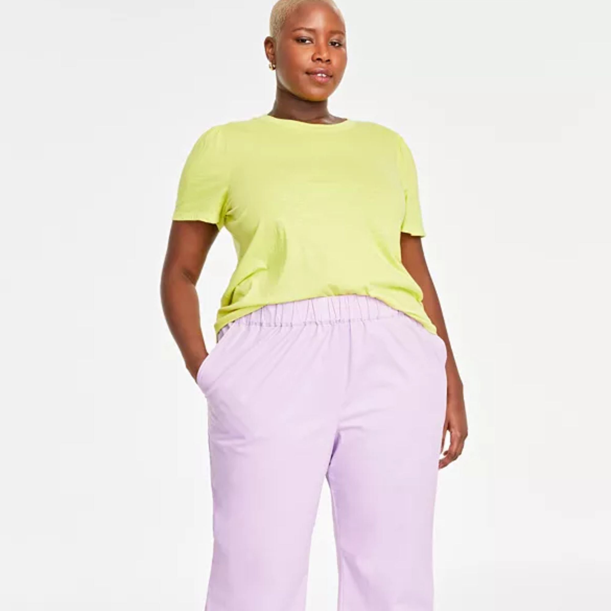 On 34th Trendy Plus Size Pull-on Chino Pants - Calla Lilac 1X