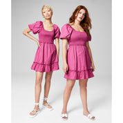 2-Pack Bundle – And Now This Smocked Puff-Sleeve Mini Dresses – Black & Malaga – Size Small