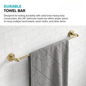 Elie 24-Inch Bathroom Towel Bar Rack in Brushed Gold