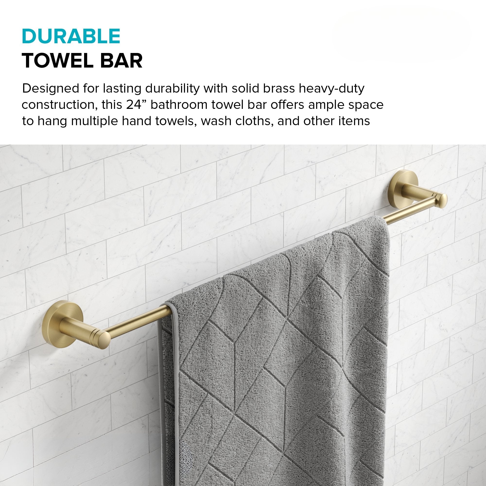 Elie 24-Inch Bathroom Towel Bar Rack in Brushed Gold