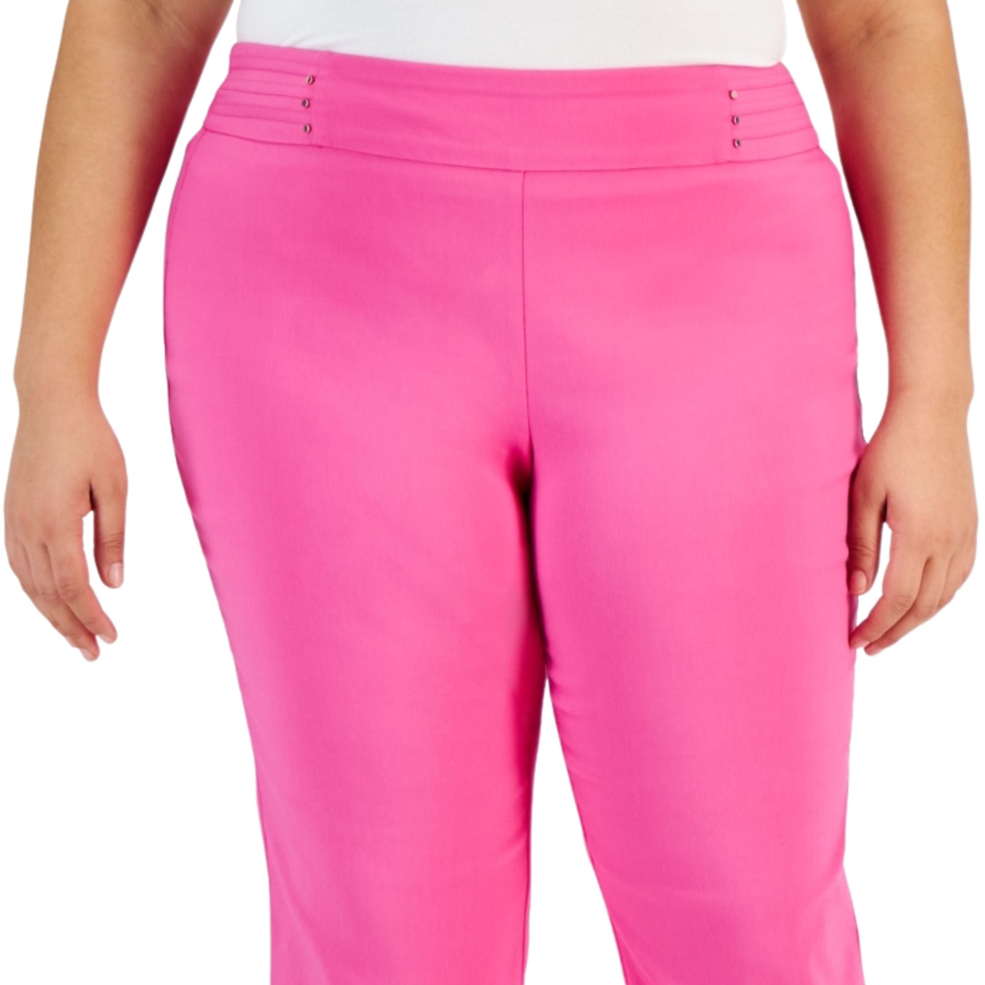 JM Collection Plus Size Tummy Control Pull-on Capri Pants – Divine Berry, 1X
