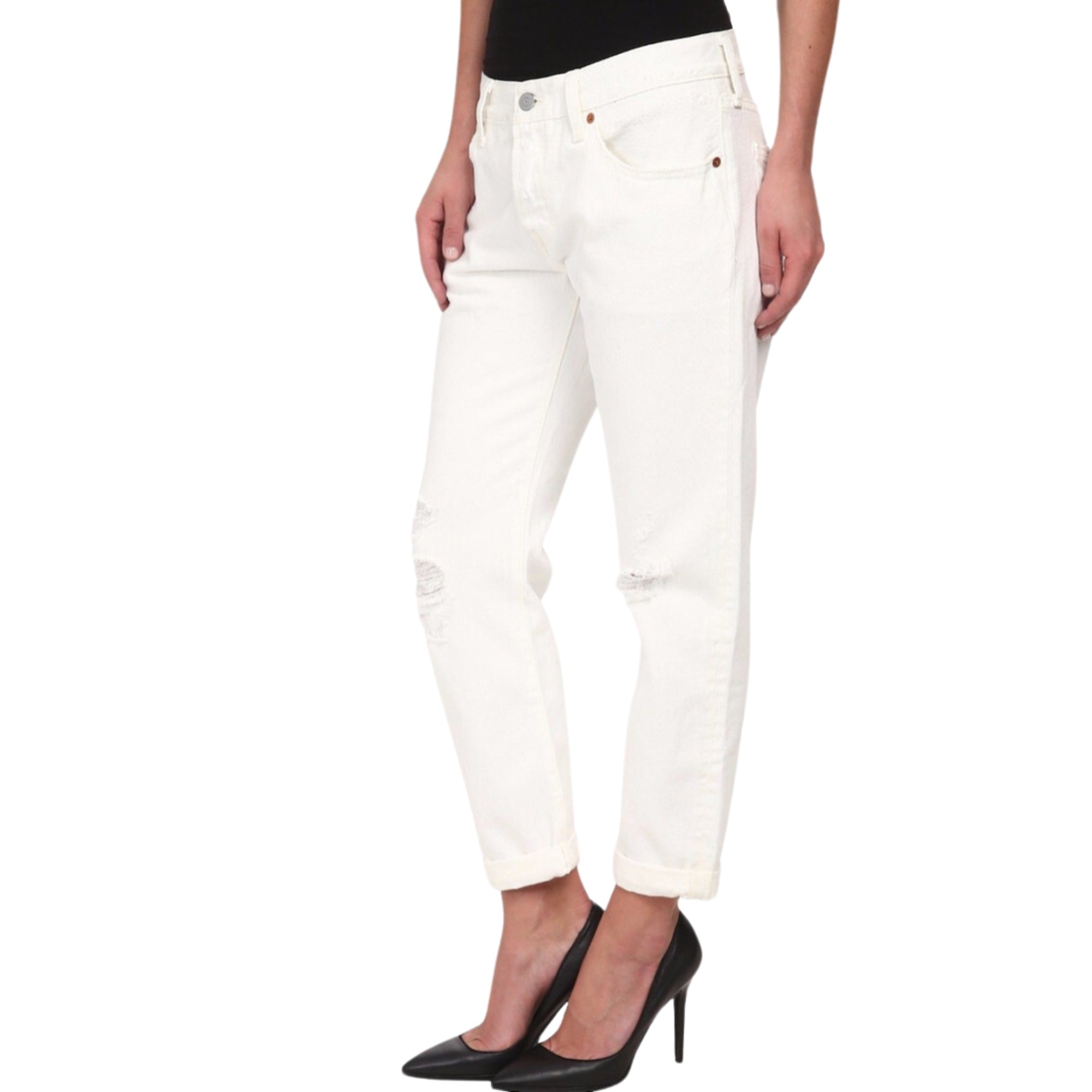 Levi's Strauss Cropped Rolled Women's Jeans – White, Size 32x32