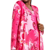 JM Collection Women's Printed Open Front Cardigan – Claret Rose Combo, XL