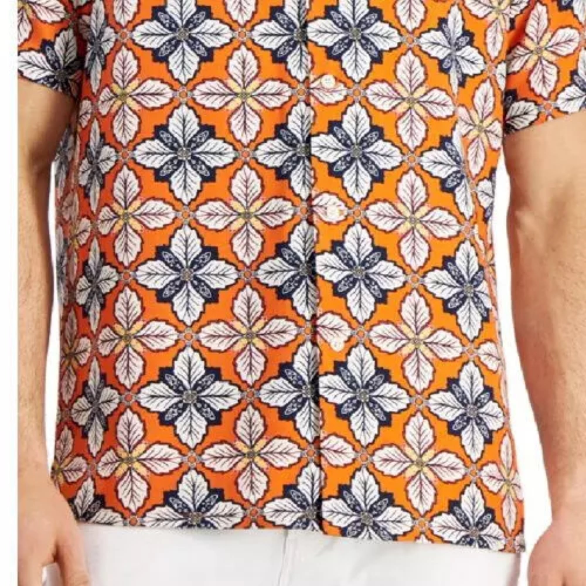 Club Room Men's Regular-Fit Medallion-Print Camp Shirt - Size Small