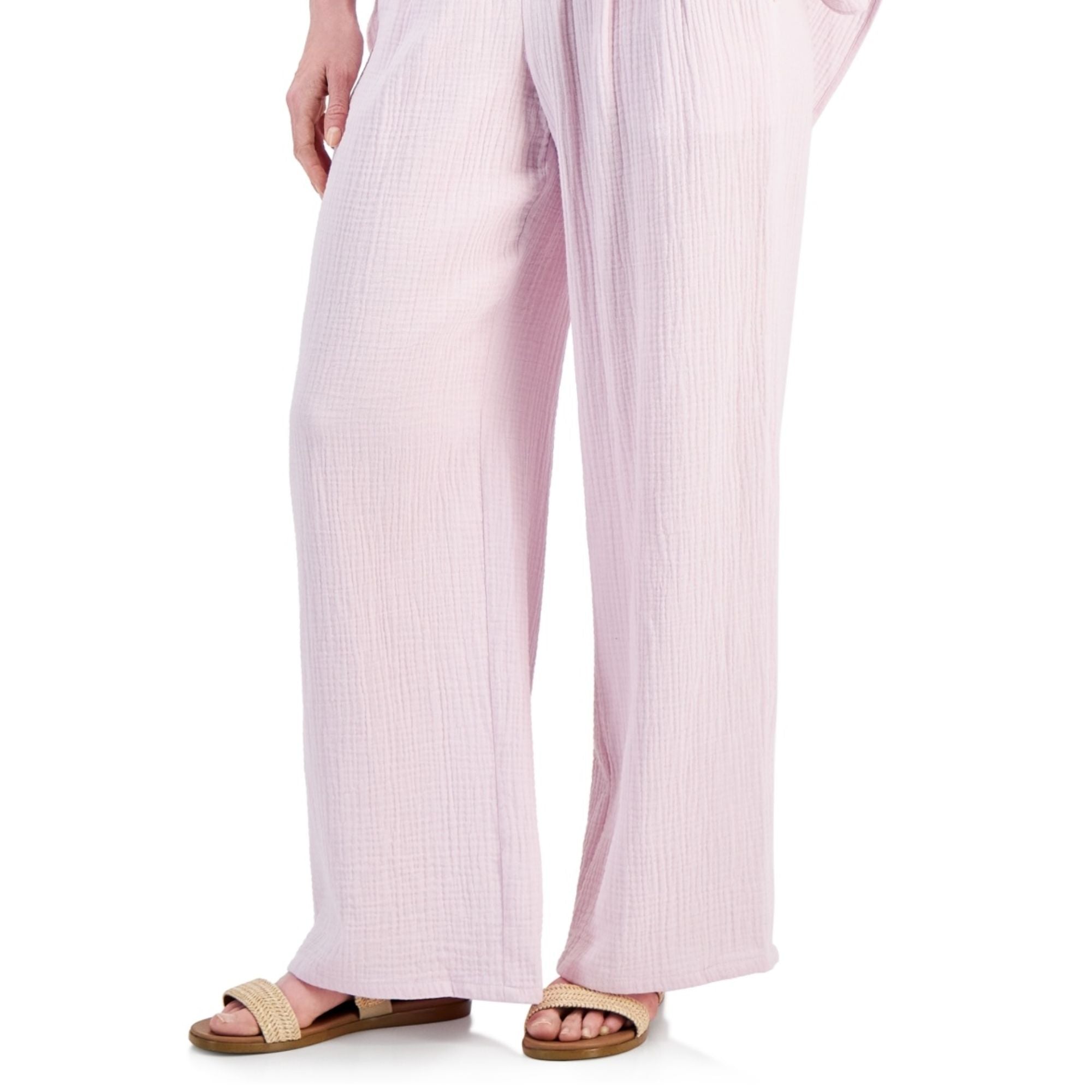 JM Collection Plus Size Gauze Drawstring Pants – Lilac Sky, Size - 2X