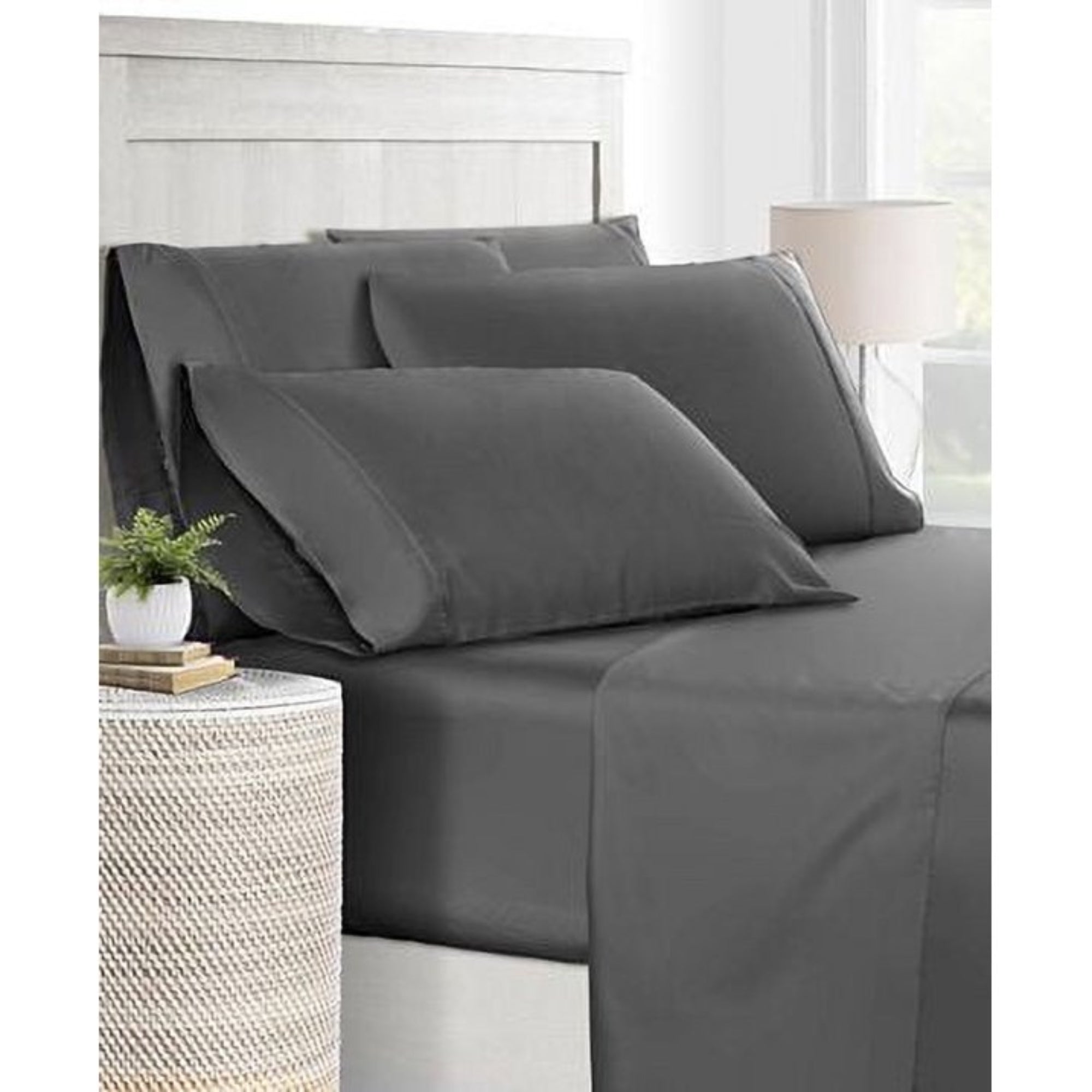 1000 Thread Count Solid Sateen 6 Pc. Sheet Set, King, Extra Deep Pocket - Grey