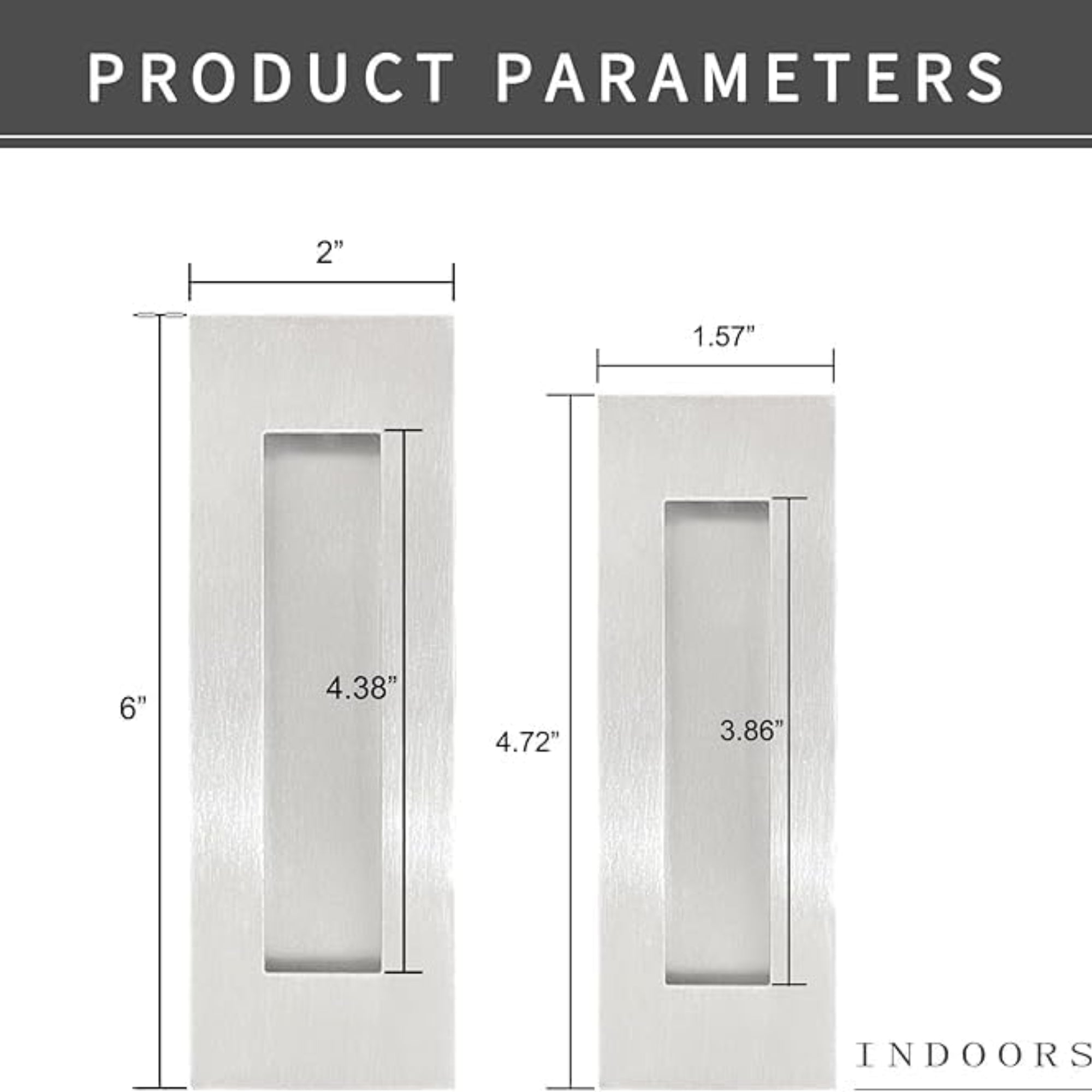 Recessed Finger Flush Pulls with Edge Pull – 4.72" Sliding Closet Door Handles – Stainless Steel Hardware for Pocket Doors, Barn Doors, Cabinets – Silver (Set)