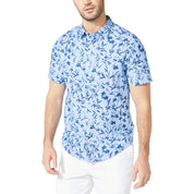 Nautica Men's Floral Print Linen Short-Sleeve Shirt – Clear Sky Blue - Size XXL