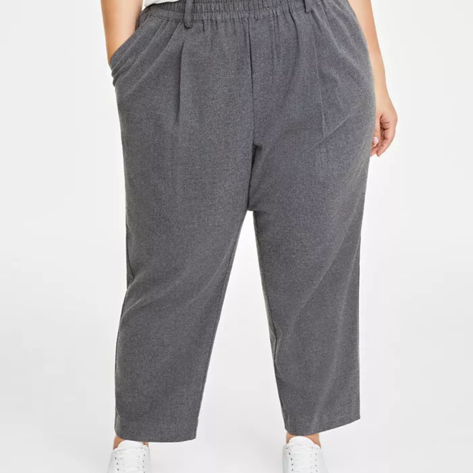On 34th Plus Size Brushed Relaxed Ankle Pants - Grey 3X