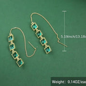 Elegant Threaded Earrings With Inlaid Squares