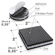 Non-Slip Furniture Pads – Premium 16 Pcs, 2" Self-Adhesive Furniture Grippers – Grey/Black