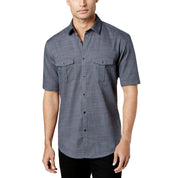 Alfani Men's Textured Collared Button-Down Shirt Boulder Size - Small