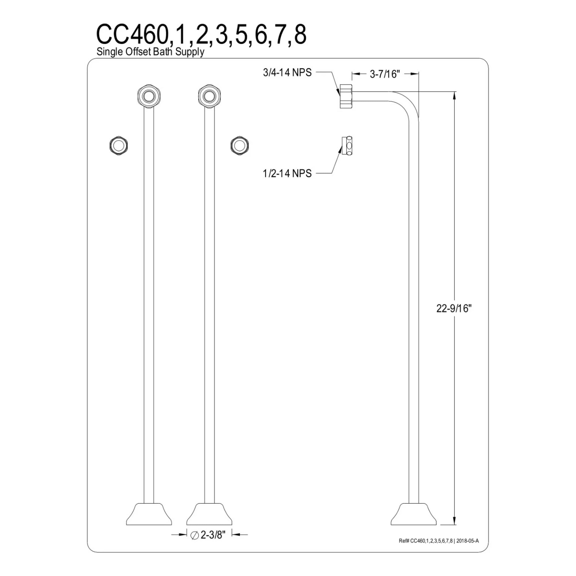 Kingston Brass CC46 Single Offset Bath Supply – Polished Chrome