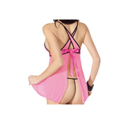 Escante Women's Mesh Surprise Back Detail Chemise Pink Medium