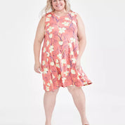 Style & Co Plus Size Printed Flip-Flop Dress - Tulip Coral - Size 4X