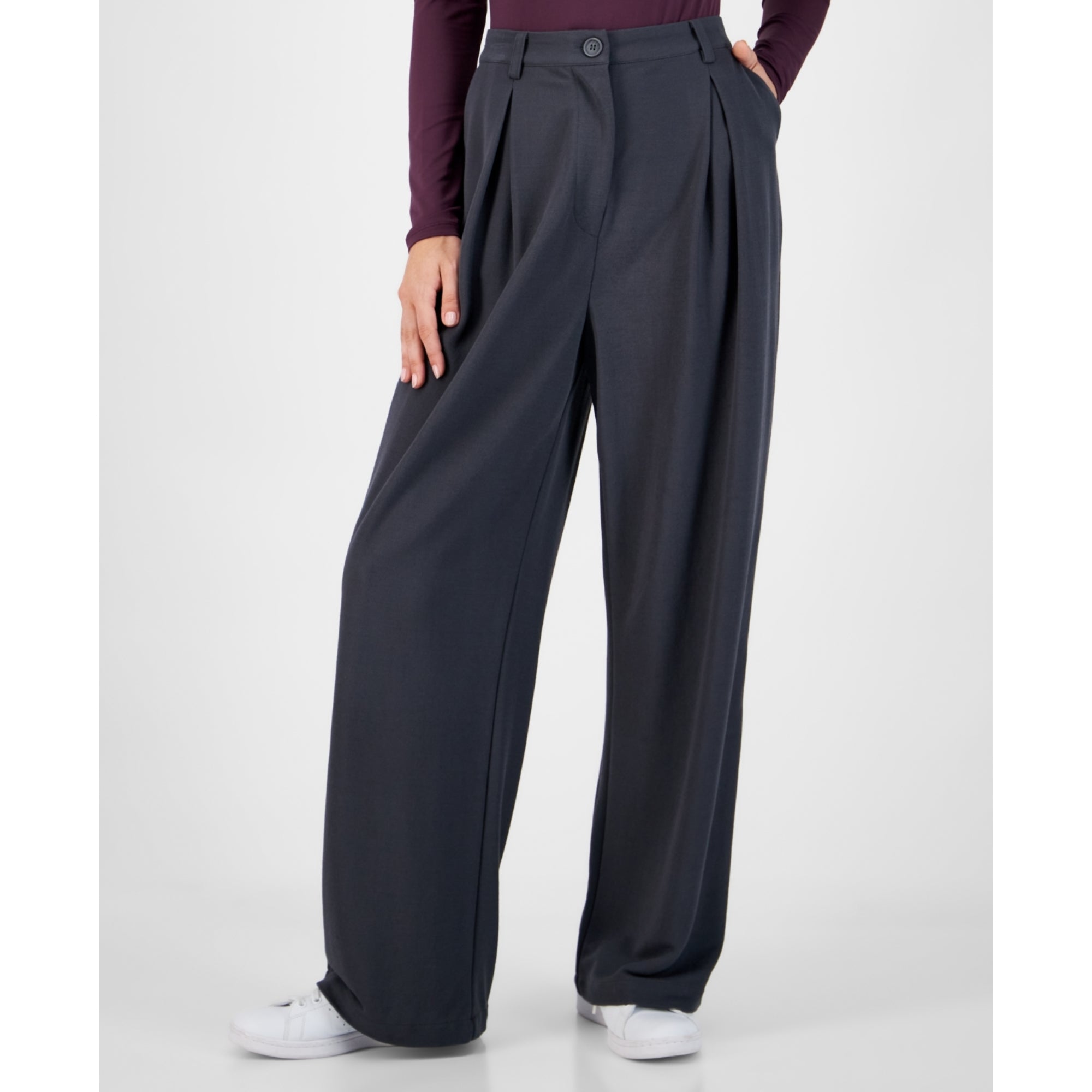 And Now This Women's Pleated High-Rise Wide-Leg Pants – Galaxy Night, Size - Medium