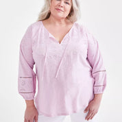 Style & Co Plus Size Embroidered Eyelet-Trim Top - Lilac Floral - Size 3X
