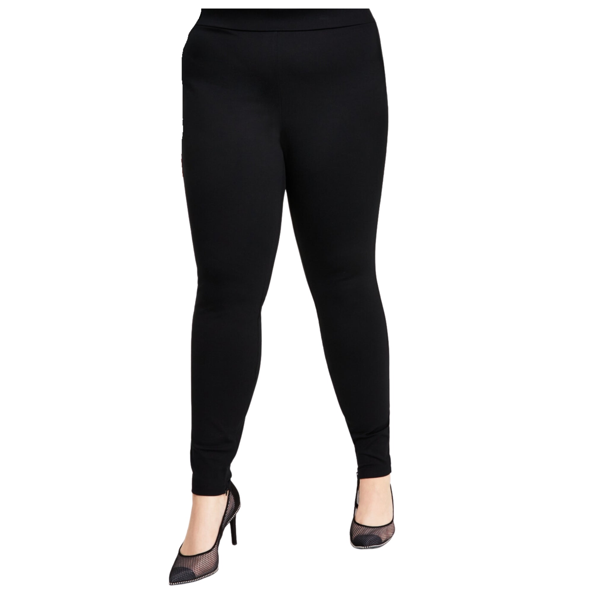 Bar III Women's Plus Size Side-Zip Ponte-Knit Leggings – Deep Black, Size - 1X