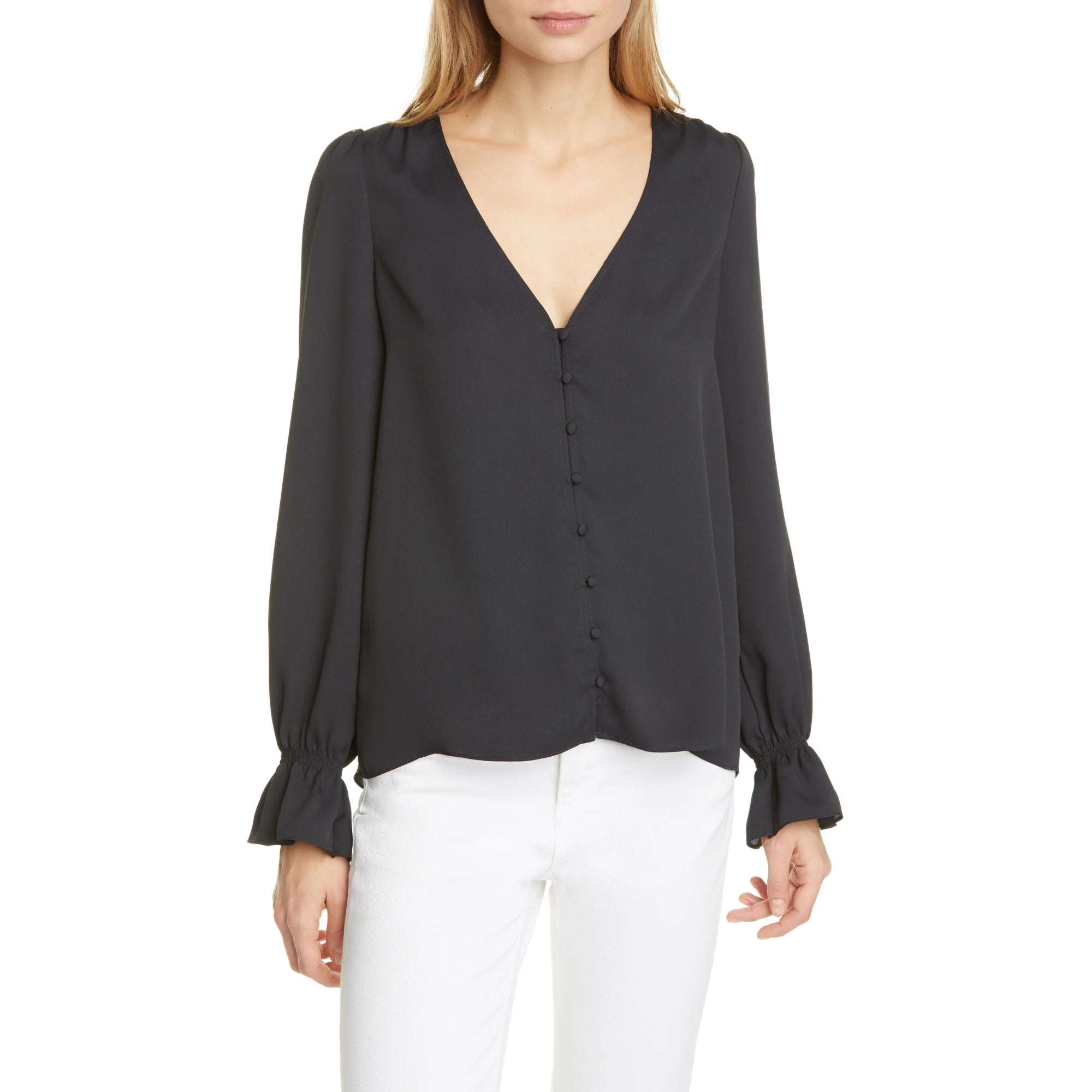 Joie Women's Bolona Silk Blouse, Caviar Black, Size Medium